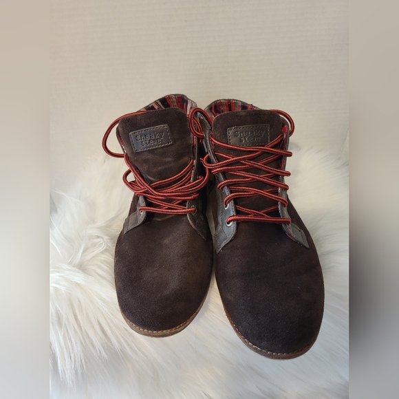 Sneaky Steve Brown Boots with Red Laces, Size 8.5 - Picture 4 of 8